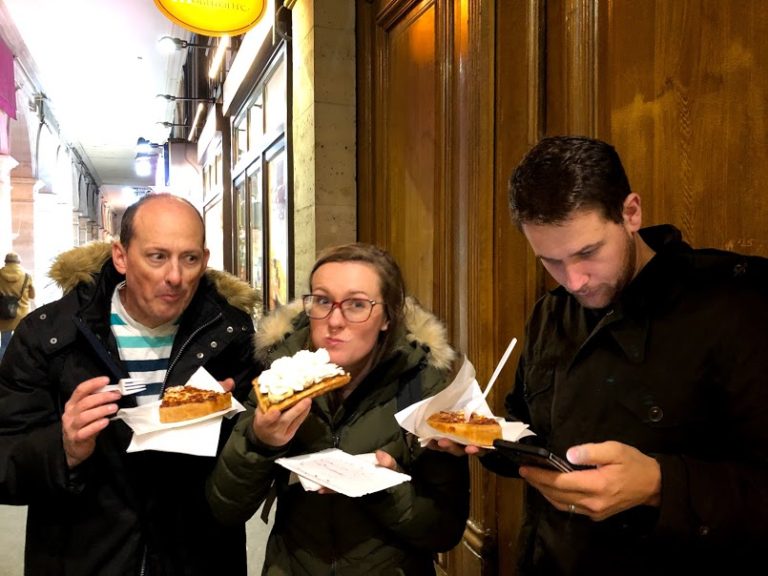 eating waffles in paris