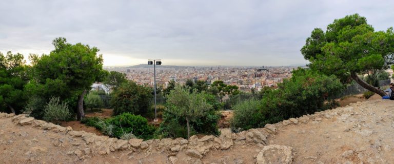 park guell natural area hill view of barcelona